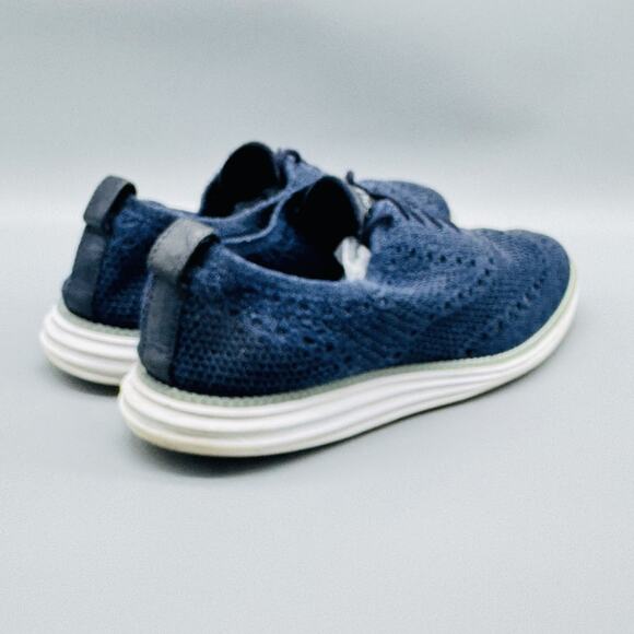 Cole Hann Shoes Mens 10 Navy Blue Knit Lightweight Lace Up Original Grand